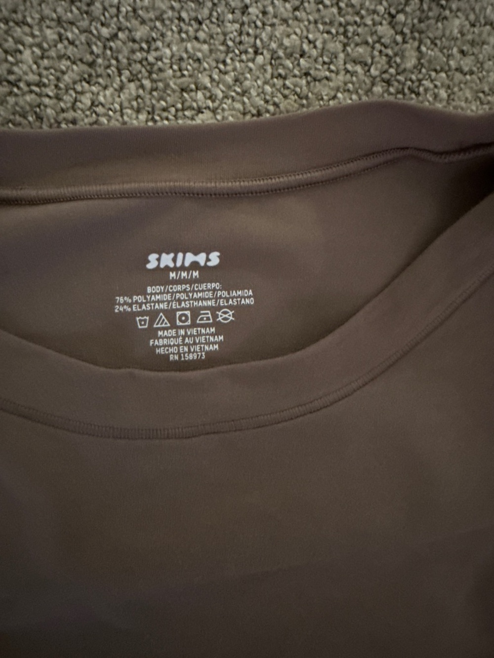 SKIMS Fits Everybody Long Sleeve Crewneck Bodysuit Brown Cocoa M